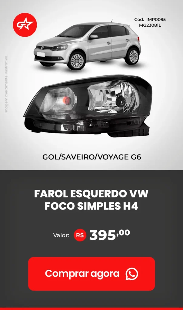 FAROL ESQUERDO VW FOCO SIMPLES